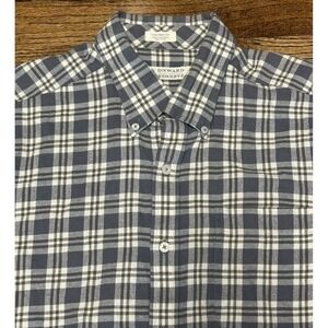 Onward Reserve Long Sleeve Button Down Flannel Tailored Fit Grey Plaid Sz L